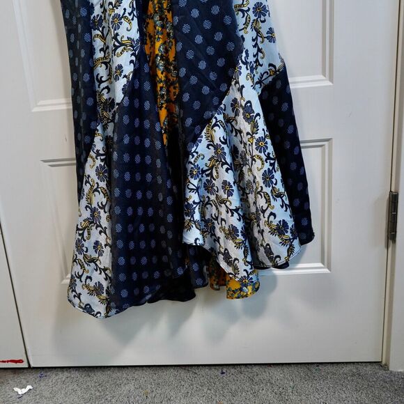 Topshop Godet Mixed Print Midi Bohemian Slip Floral Strappy Dress Size 6 - Picture 8 of 9